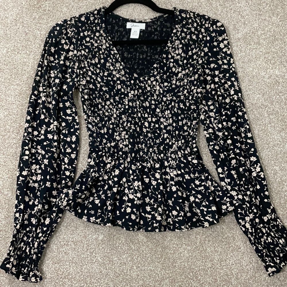 Ruched Waist Floral Blouse